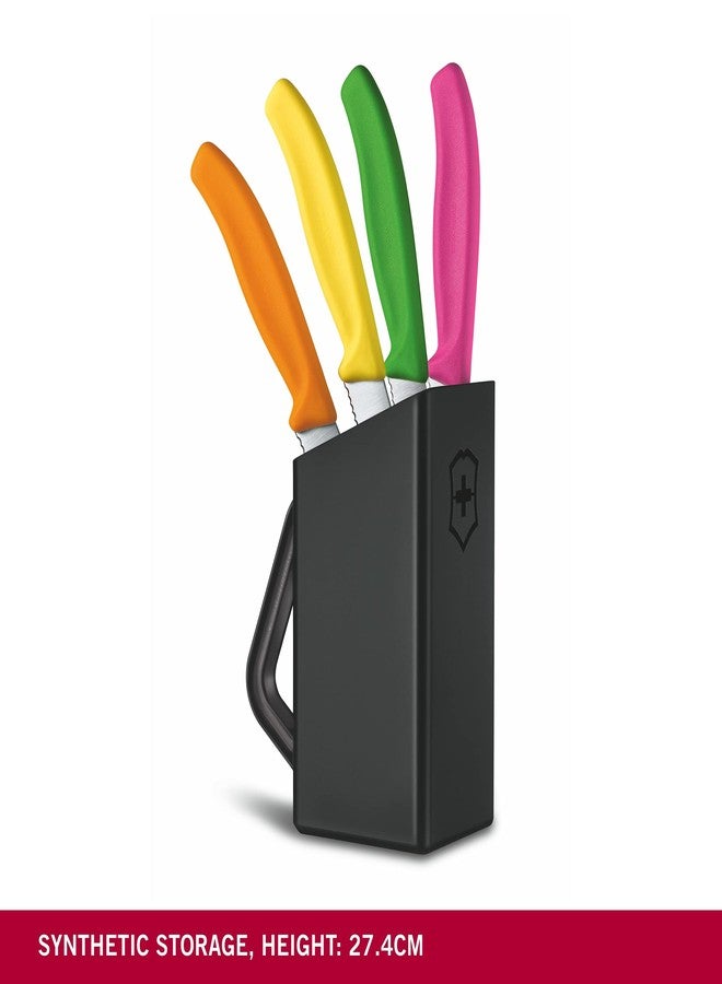 فيكترونوكس فيكتورينوكس، سويسرية كلاسيكية، طقم من 4 سكاكين بيتزا ومائدة مع حافظة، متعددة الألوان، صناعة سويسرية - Image 3